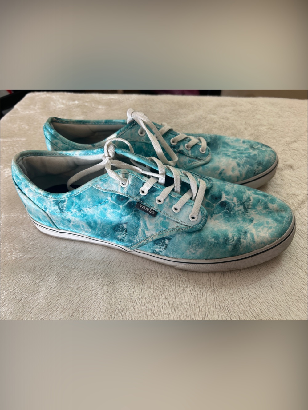 Vans Women's Turquoise Marble Print Canvas Sneakers